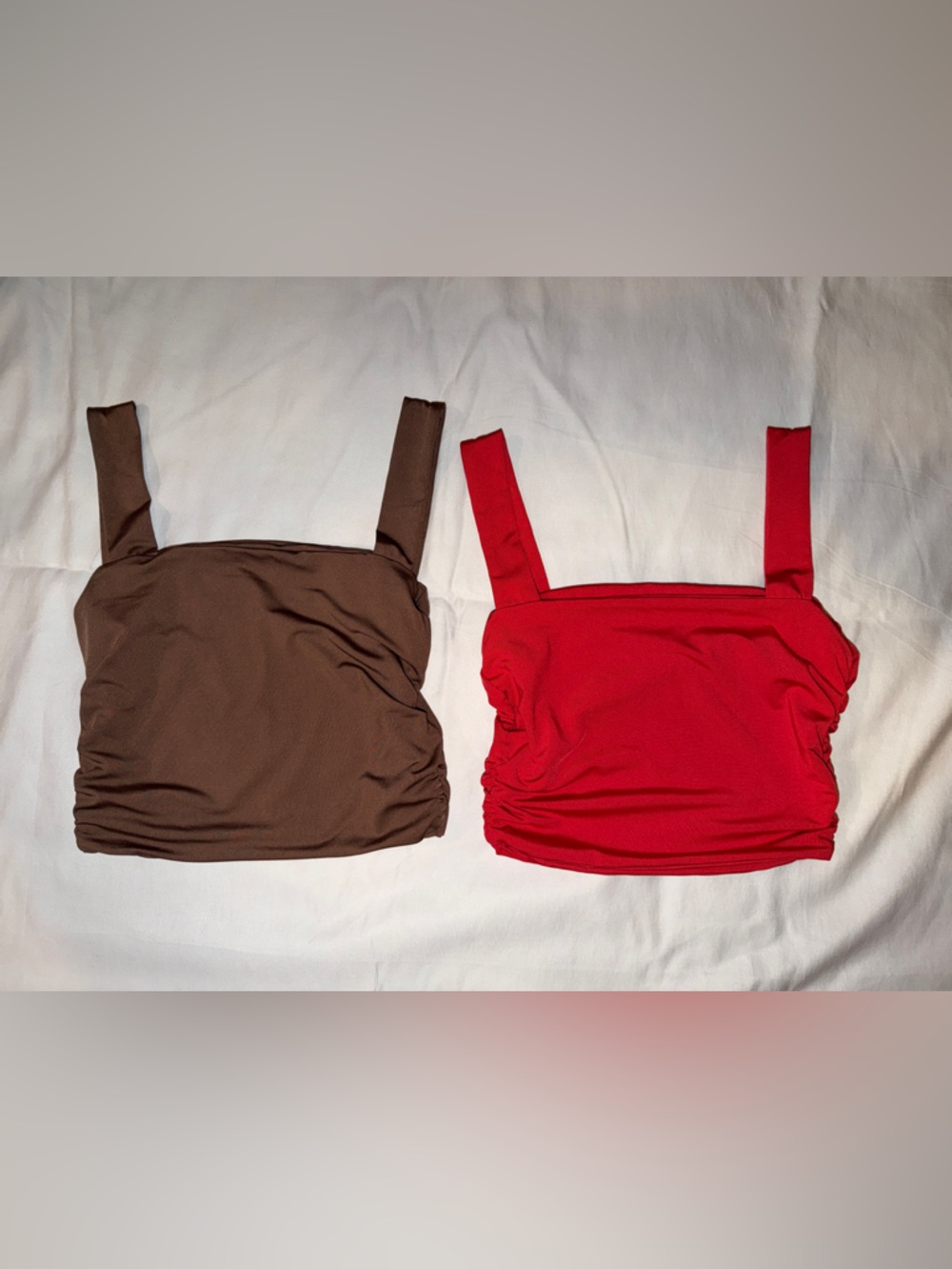 SHEIN Red and Brown Ruched Tank Top Set - Picture 3 of 6
